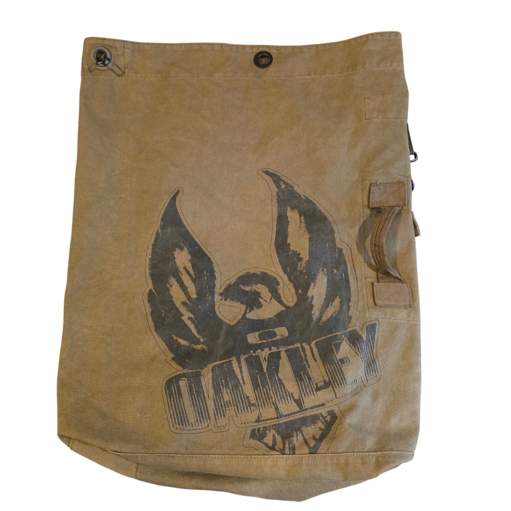 Vintage Y2K Oakley Canvas Sea Bag Duffel Backpack Olive Drab Eagle Logo Luggage